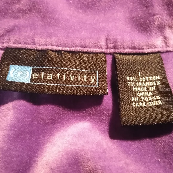Purple "Velvet" Jacket Trucker Profile Size Large Brand Is (r)relativity EUC - Picture 12 of 13